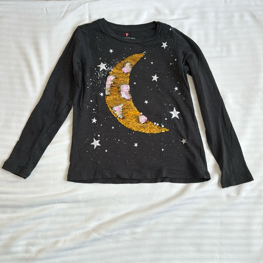 Crewcuts Moon Sequin Long Sleeve Shirt Girls